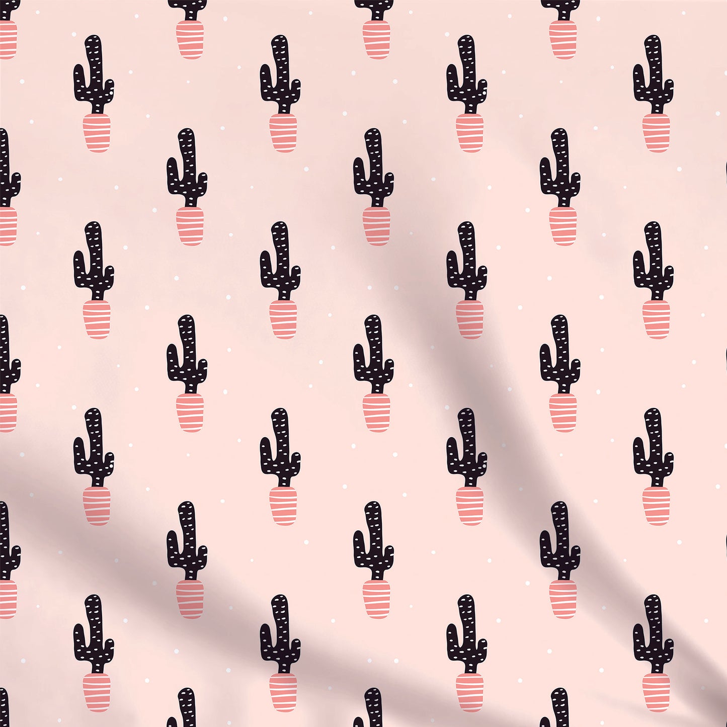 Fabrics | Black cacti on a pink background