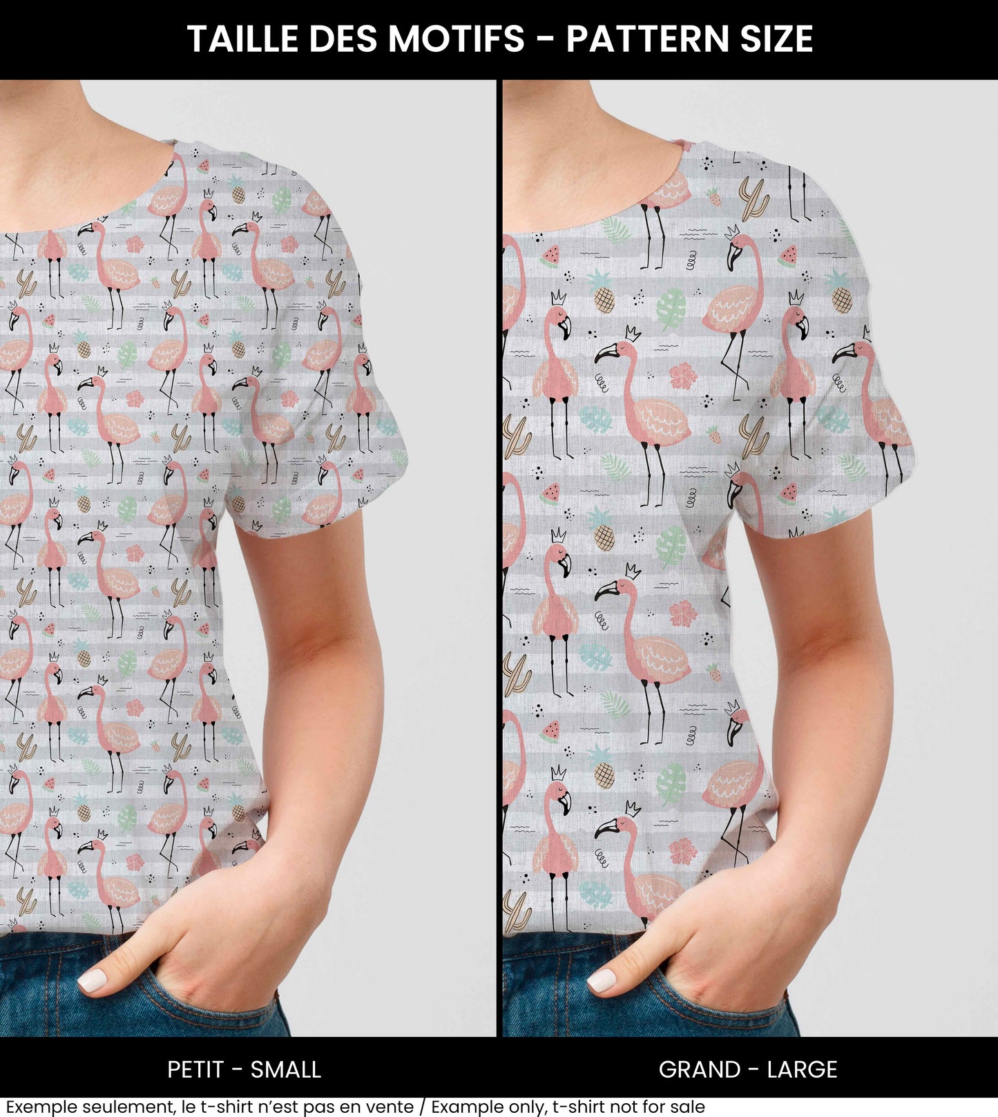 Tissus | Flamands roses avec fond ligné
