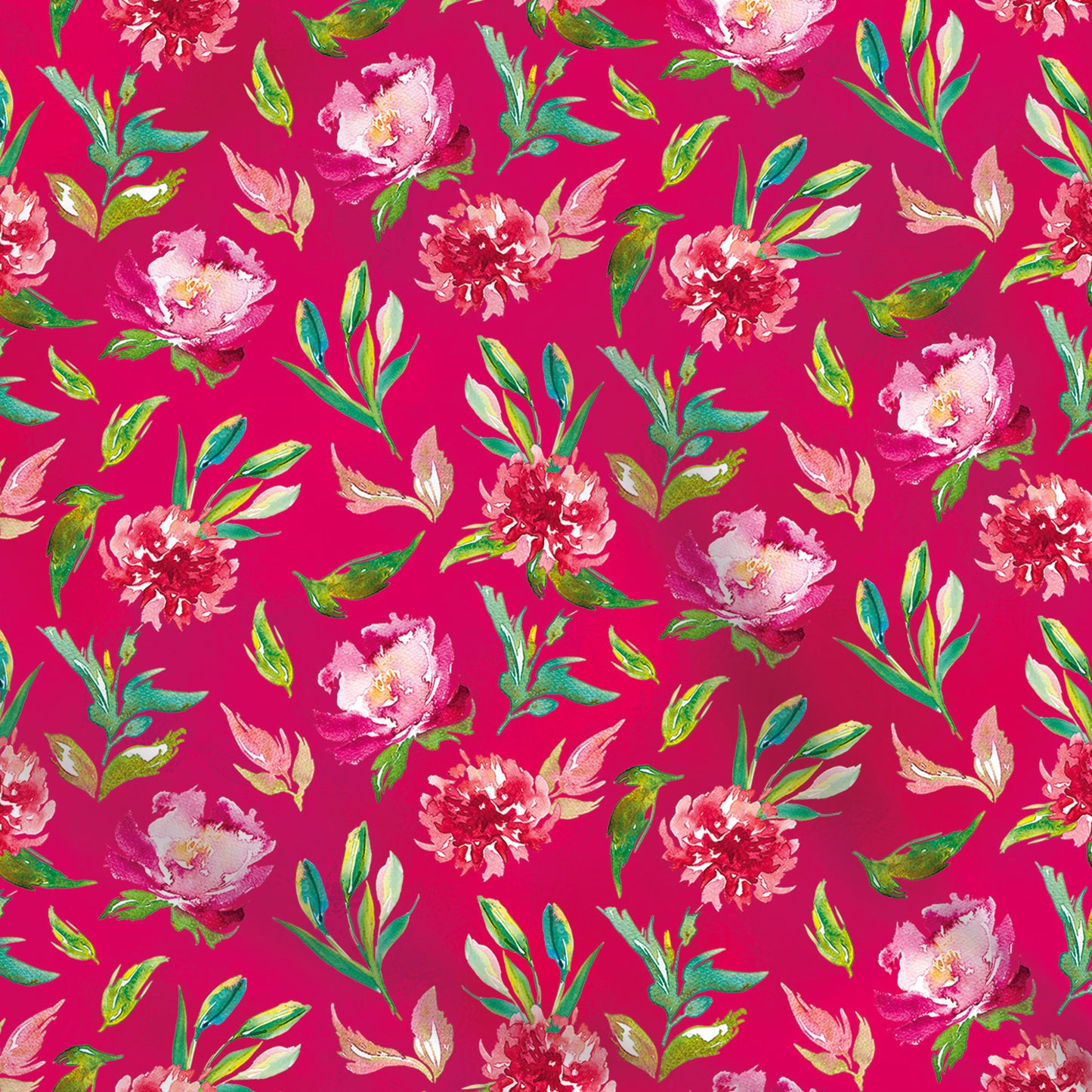 Fabrics | Watercolor flowers on magenta background