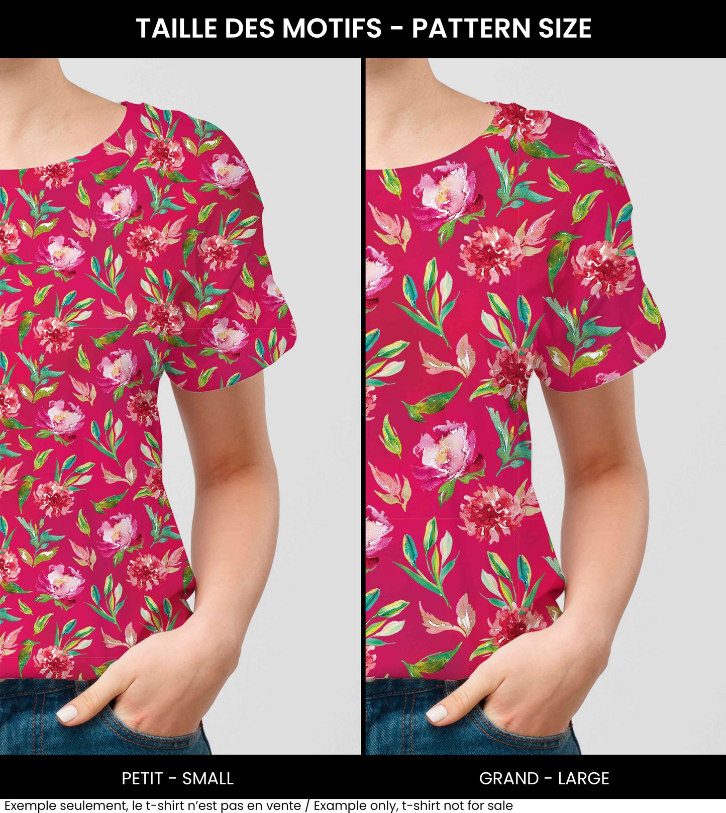 Fabrics | Watercolor flowers on magenta background