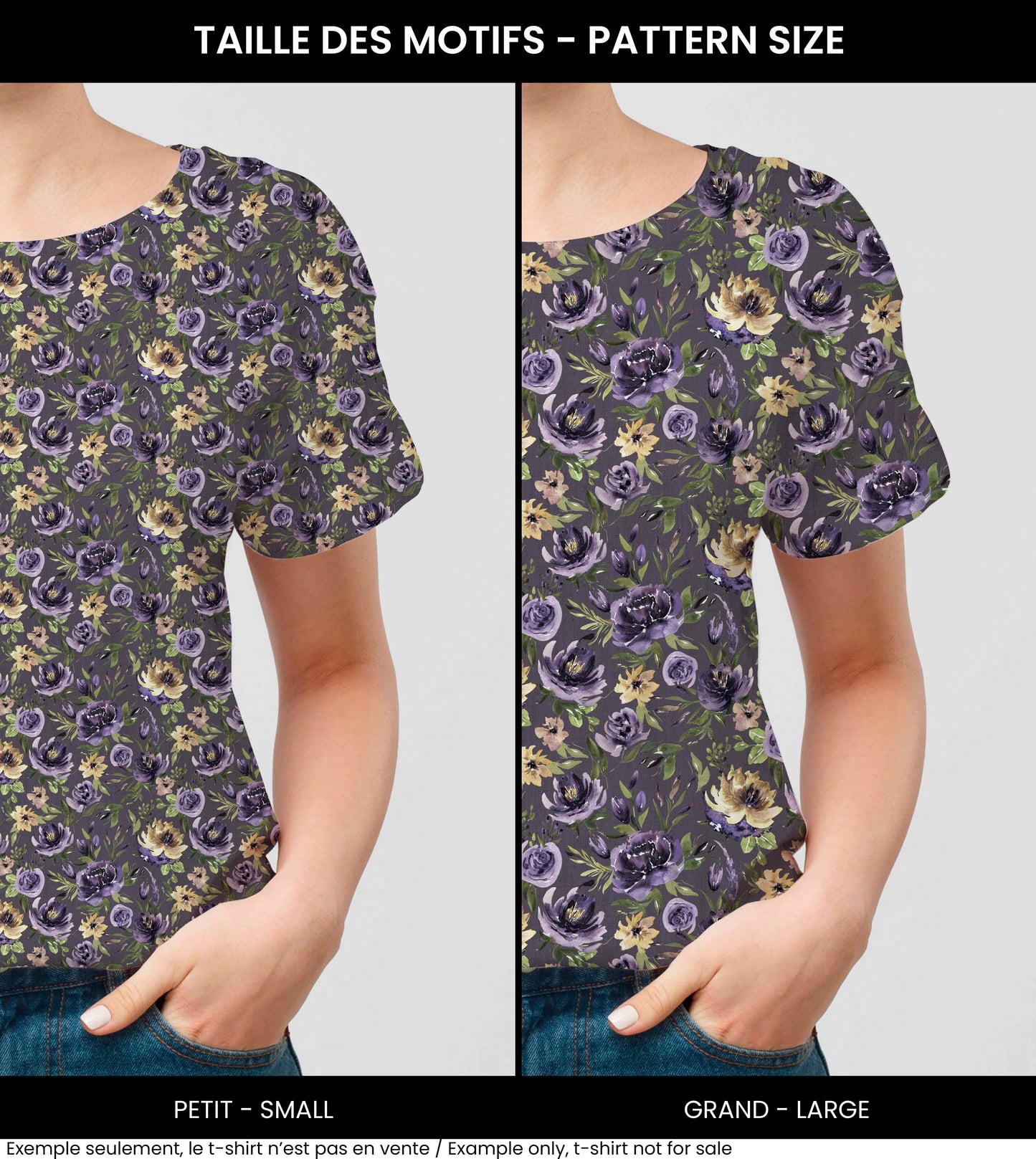 Fabrics | Purple and yellow watercolor flowers