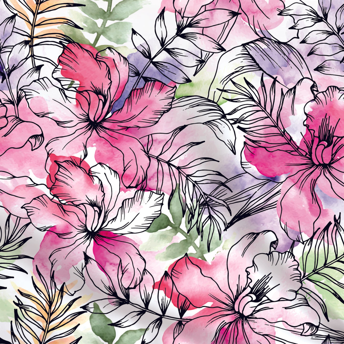 Fabrics | Large watercolor flowers