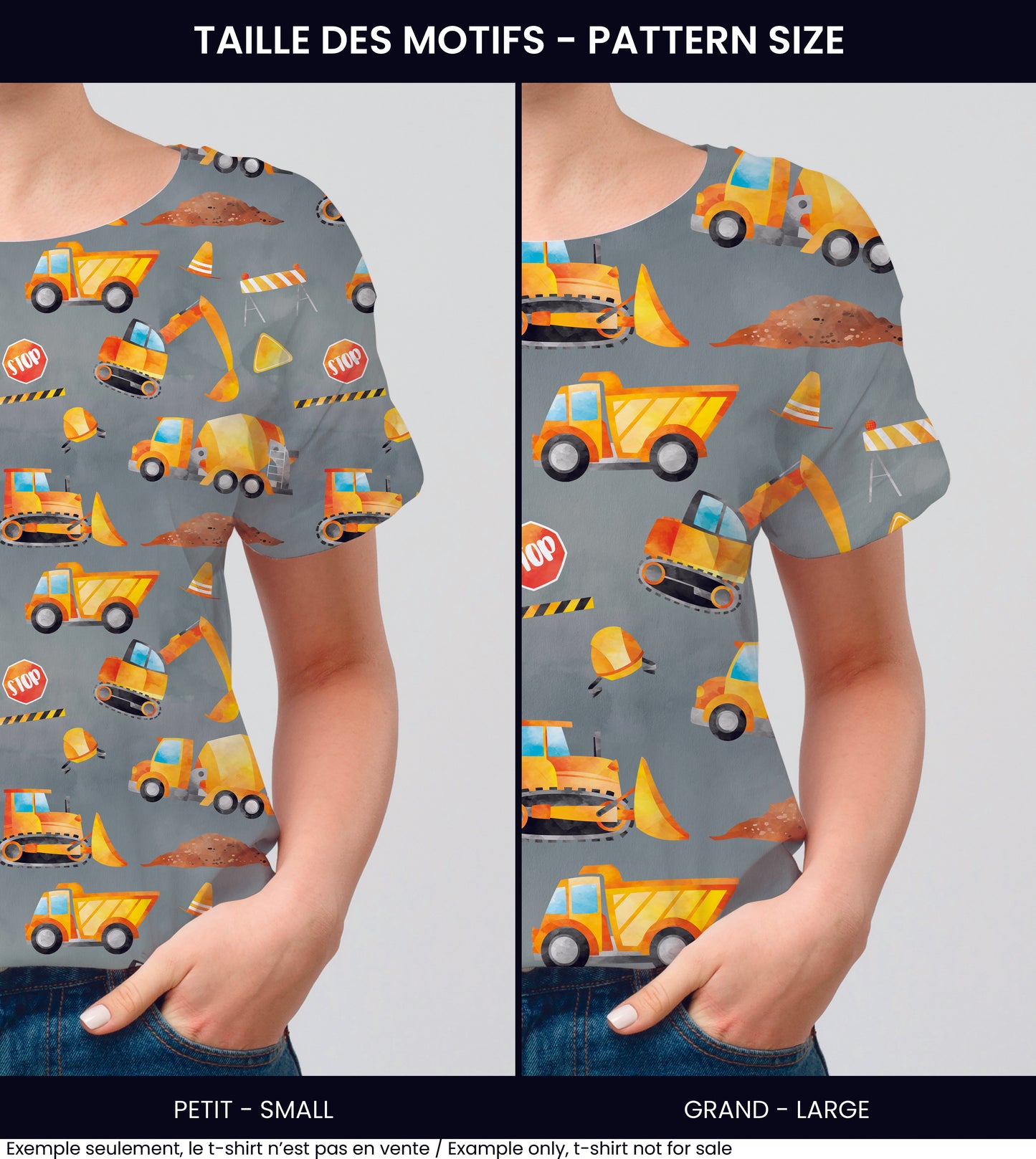 Tissus | Camions de construction - Gris