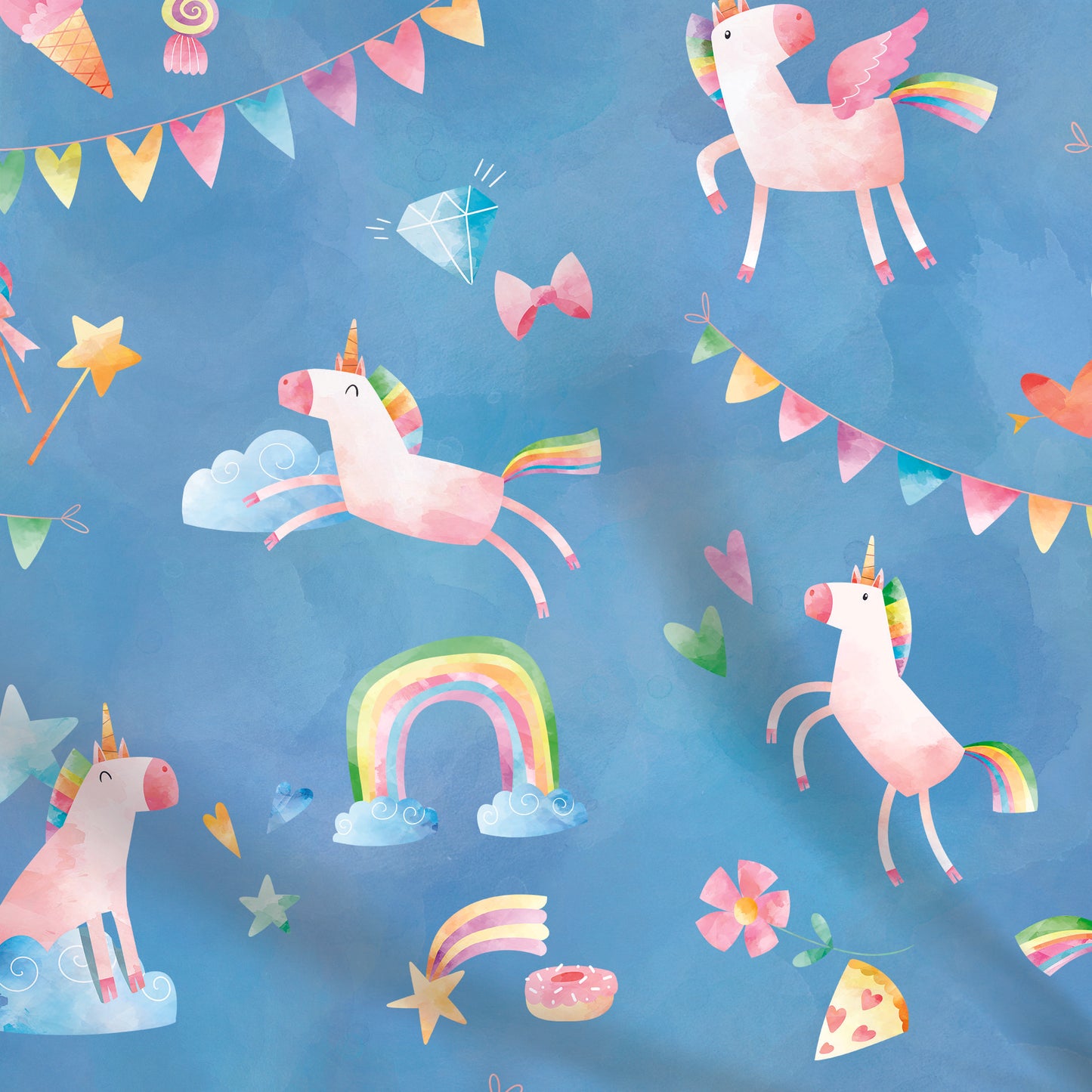 Fabrics | Unicorns - Blue