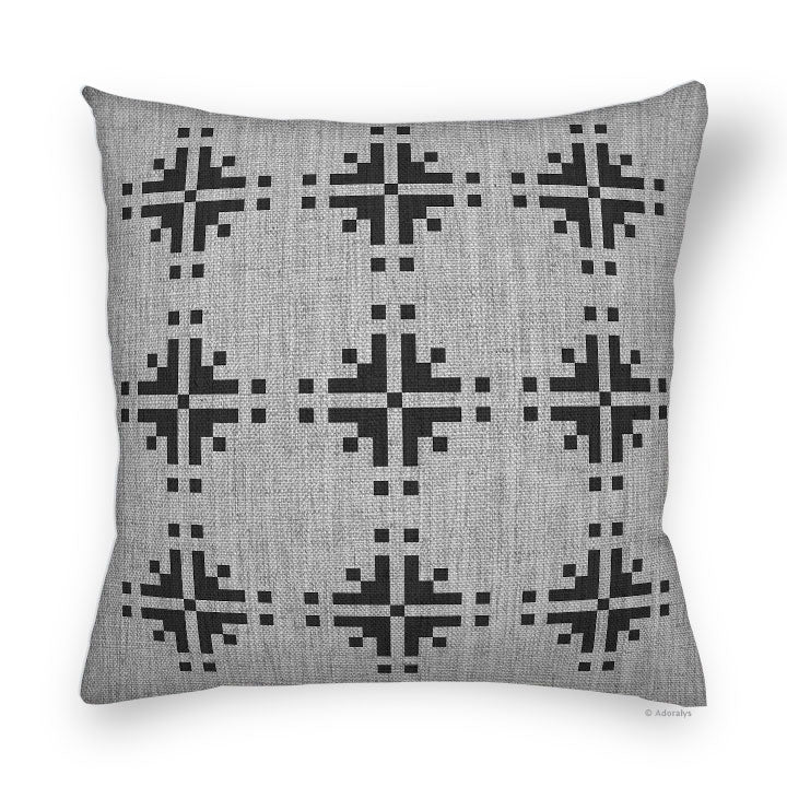 Cushion cover | Pixelated snowflakes - Grey