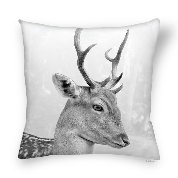Housse de coussin | Cerf de profil - Noire et blanche