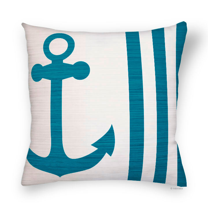 Cushion cover | Anchor - Blue and white
