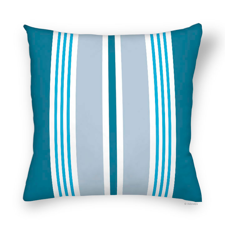 Housse de coussin | Lignes verticales variées - turquoise et grise