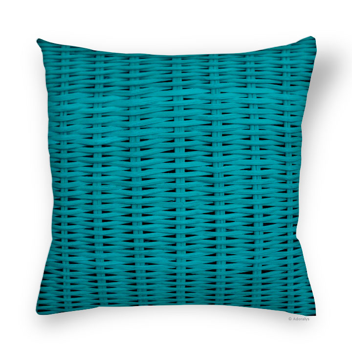 Cushion cover | Wicker basket - turquoise