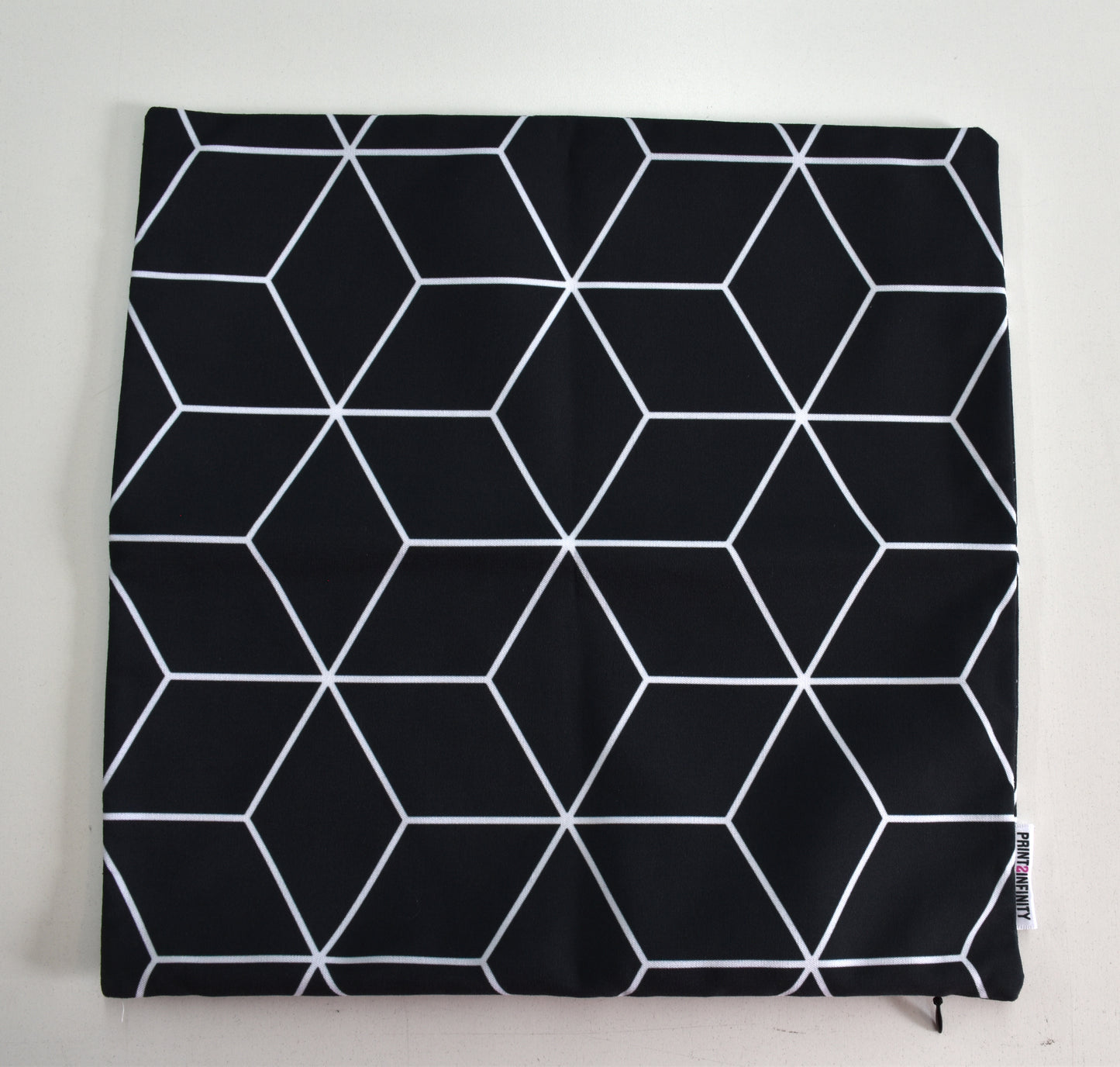 Housse de coussin 14x14 - Canevas | Ligne diamand - Noire