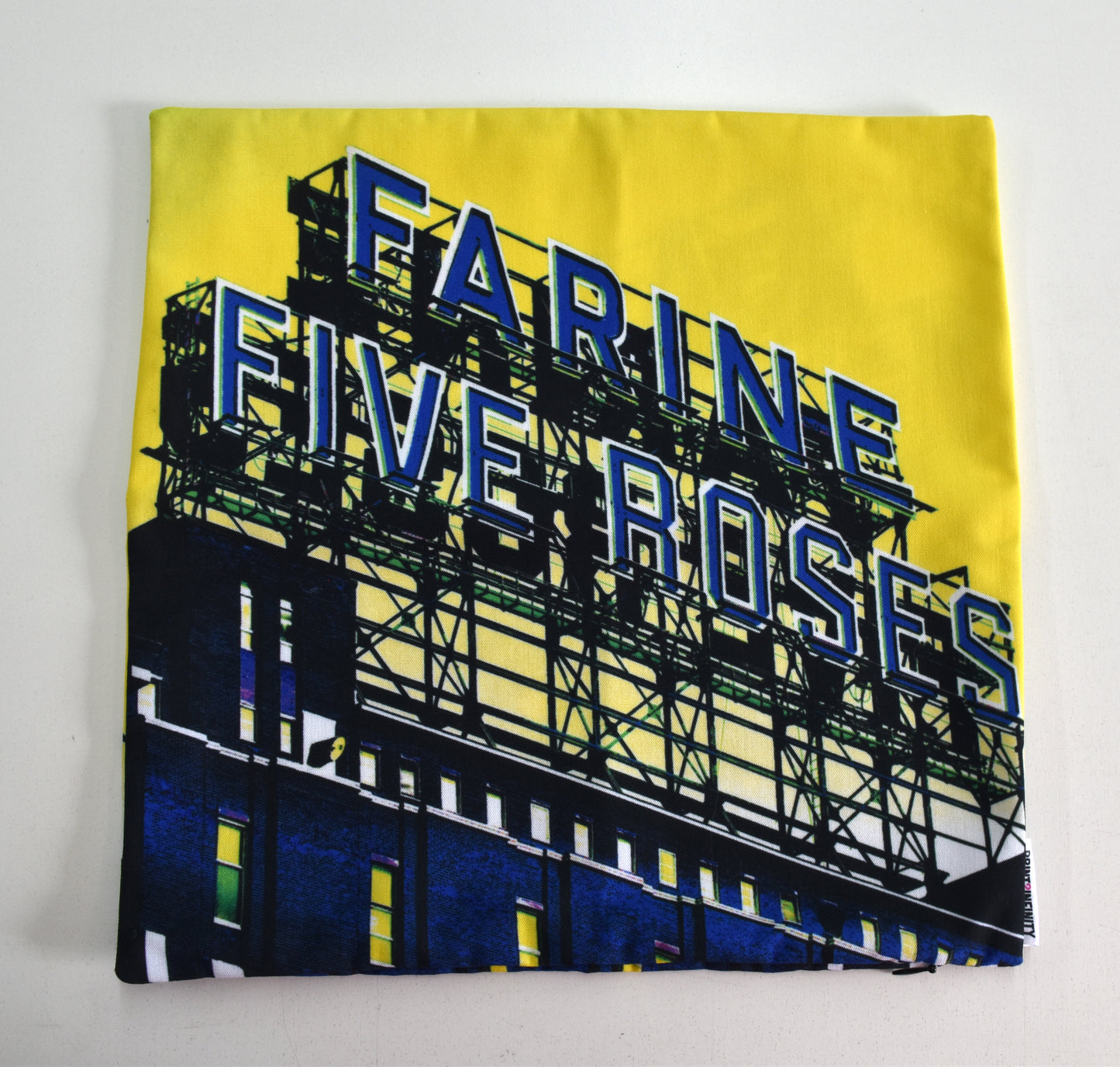 Housse de coussin 14x14 - Canevas | Five Roses - Jaune et bleue