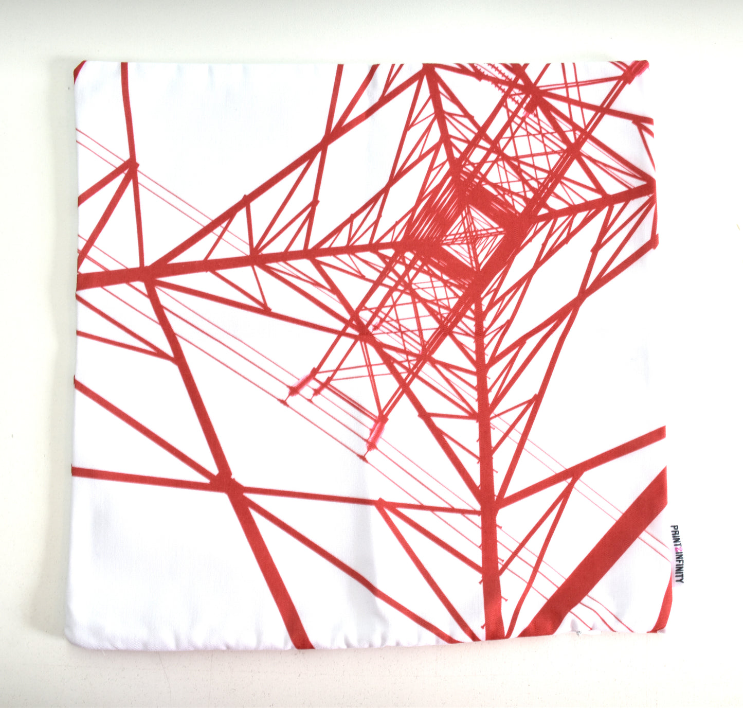 Housse de coussin 14x14 - Canevas | Structure métallique - Blanche et rouge