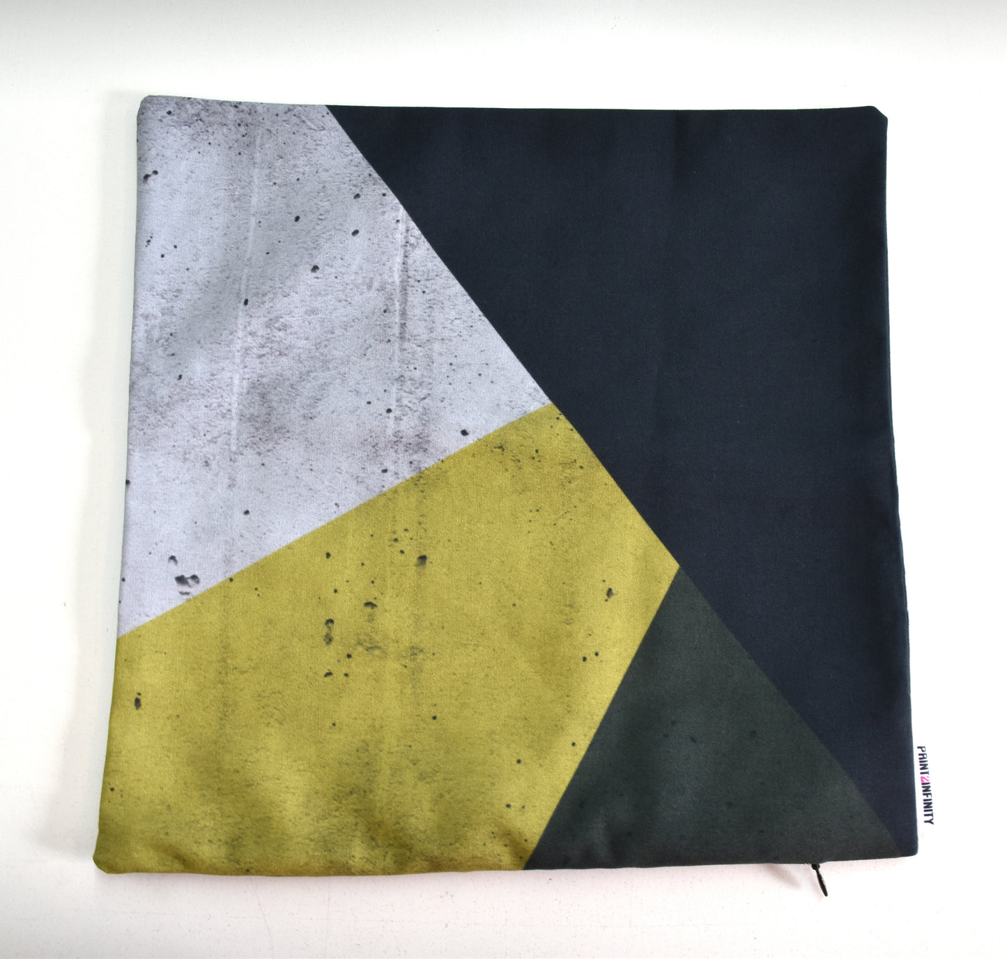 Housse de coussin 14x14 - Canevas | Triangle design - Jaune et grise