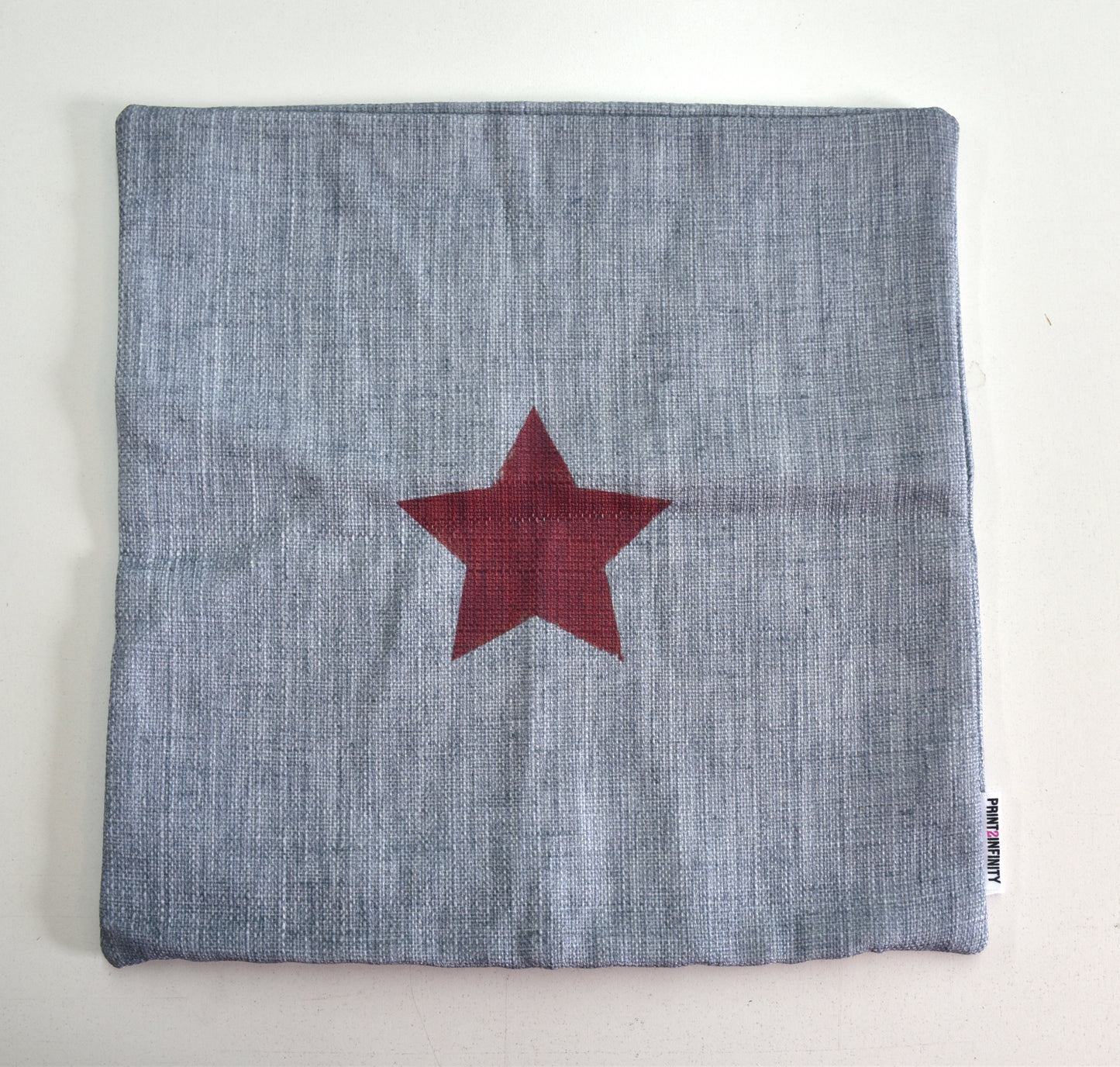 Cushion cover 14x14 - Polycube | Central star - Grey and red
