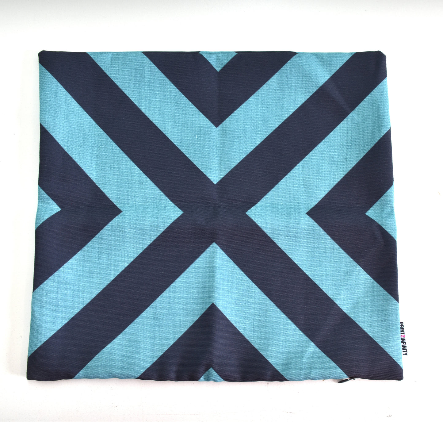 Cushion Cover 14x14 - Polyduck | Thin Chevrons - Blue