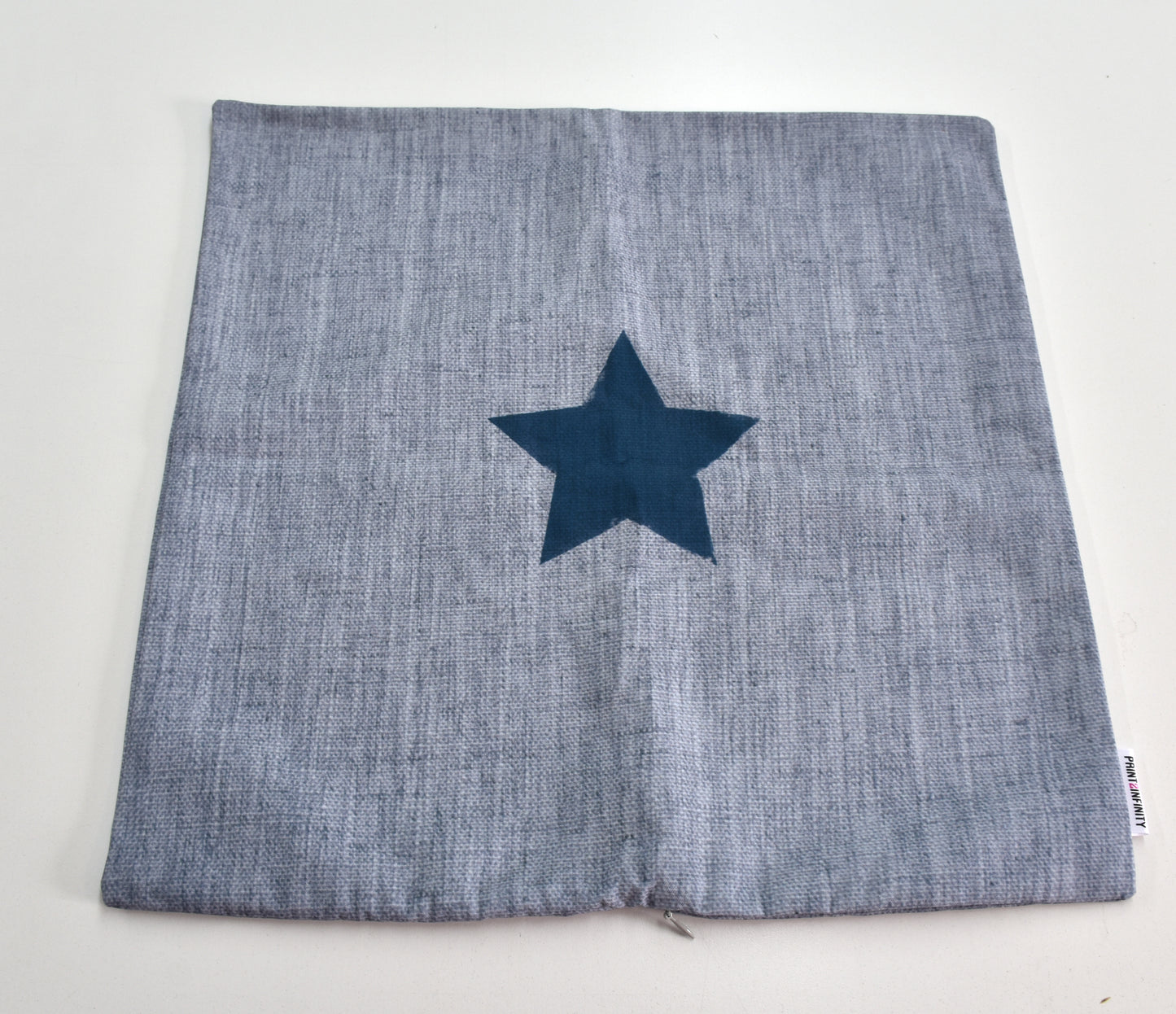 Cushion cover 18x18 - Canvas | Central star - Grey and blue
