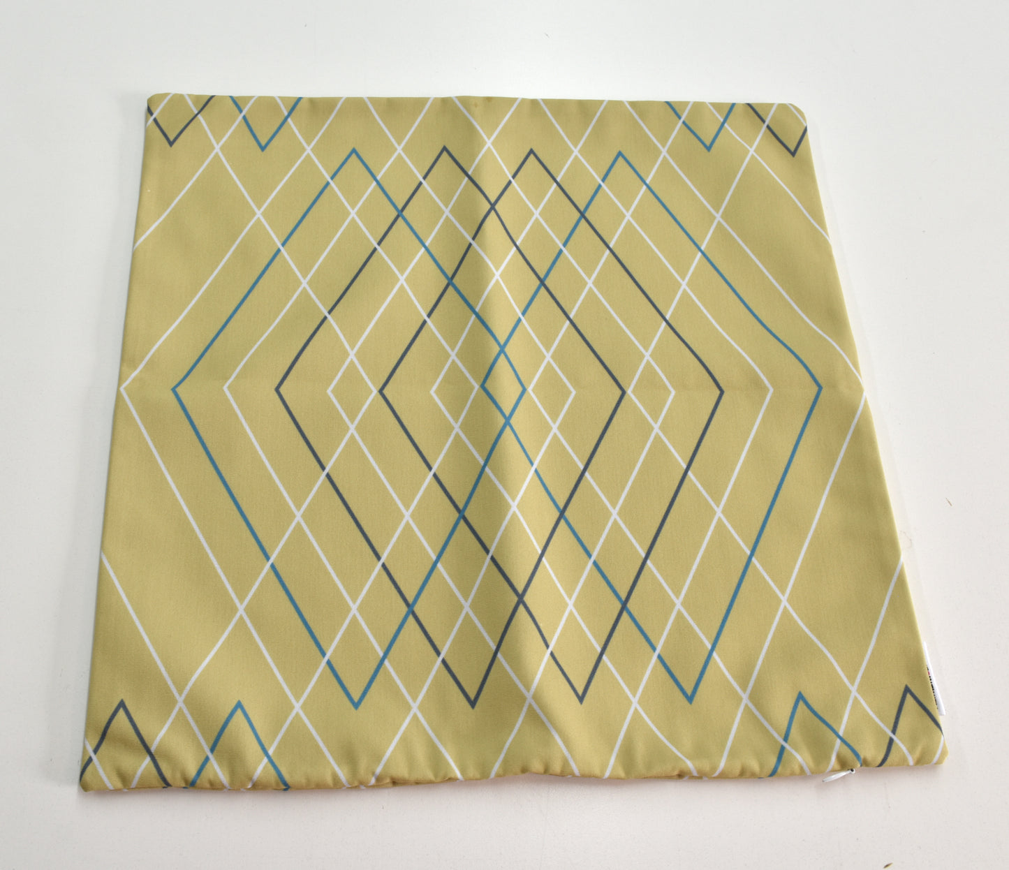 Cushion cover 18x18 - Canvas | Multi-diamond - Yellow and turquoise