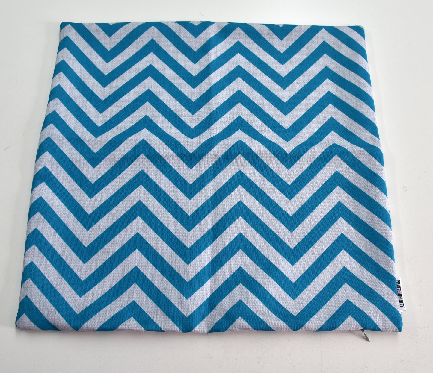 18x18 Cushion Cover - Canvas | Thin Chevrons - Grey and Blue