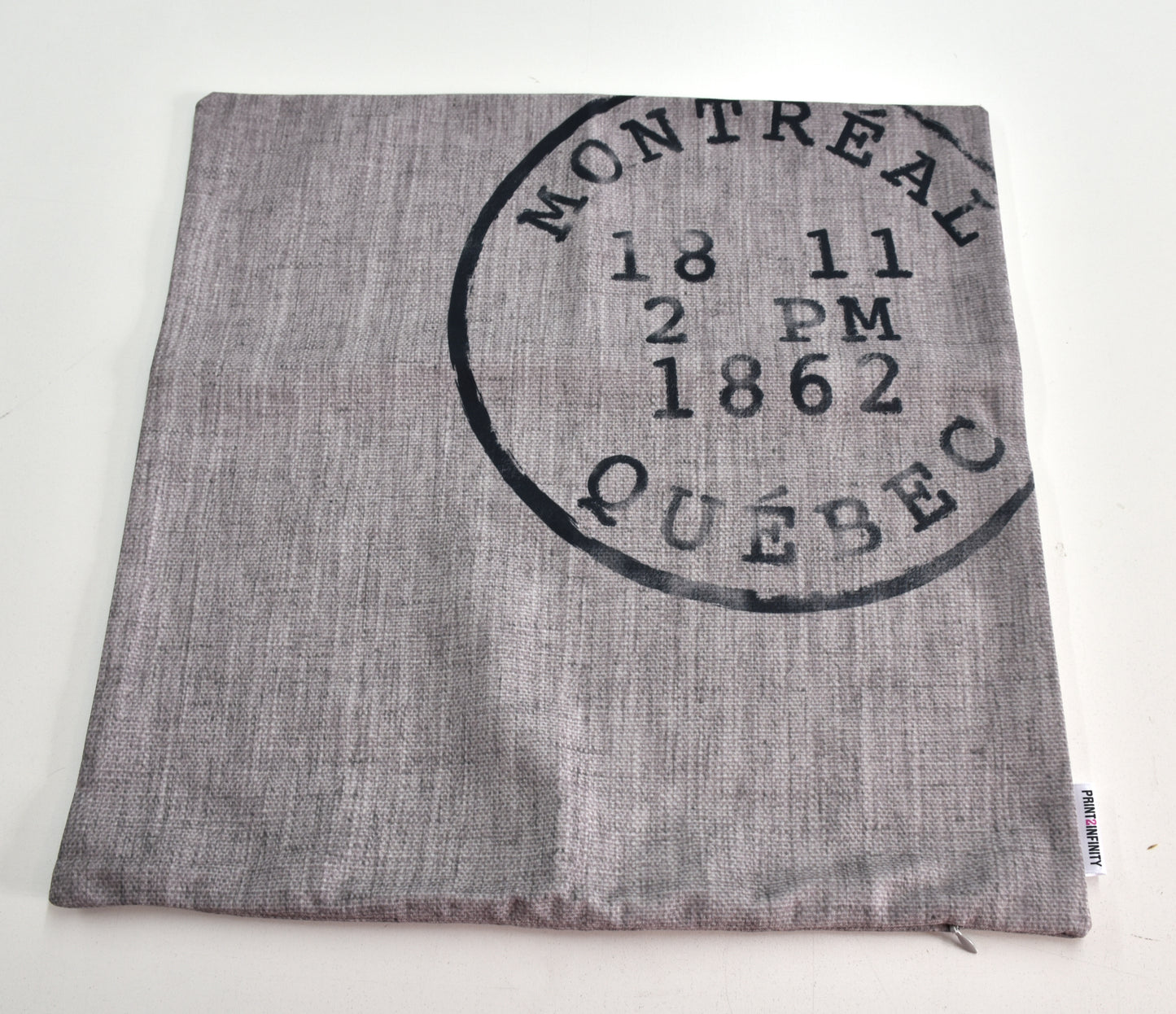 Cushion cover 18x18 - Canvas | Stamp - Grey