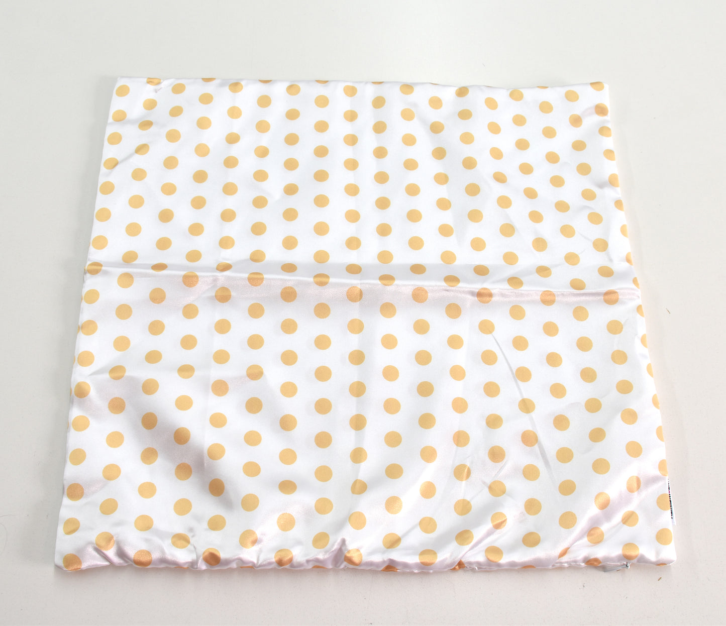 Cushion cover 18x18 - Satin | Large dots - White and yellow