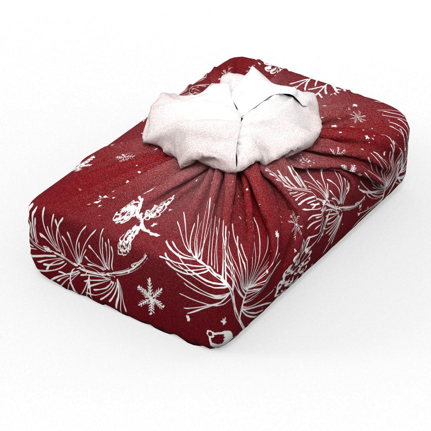 Emballage cadeau réutilisable | Branches de Noël