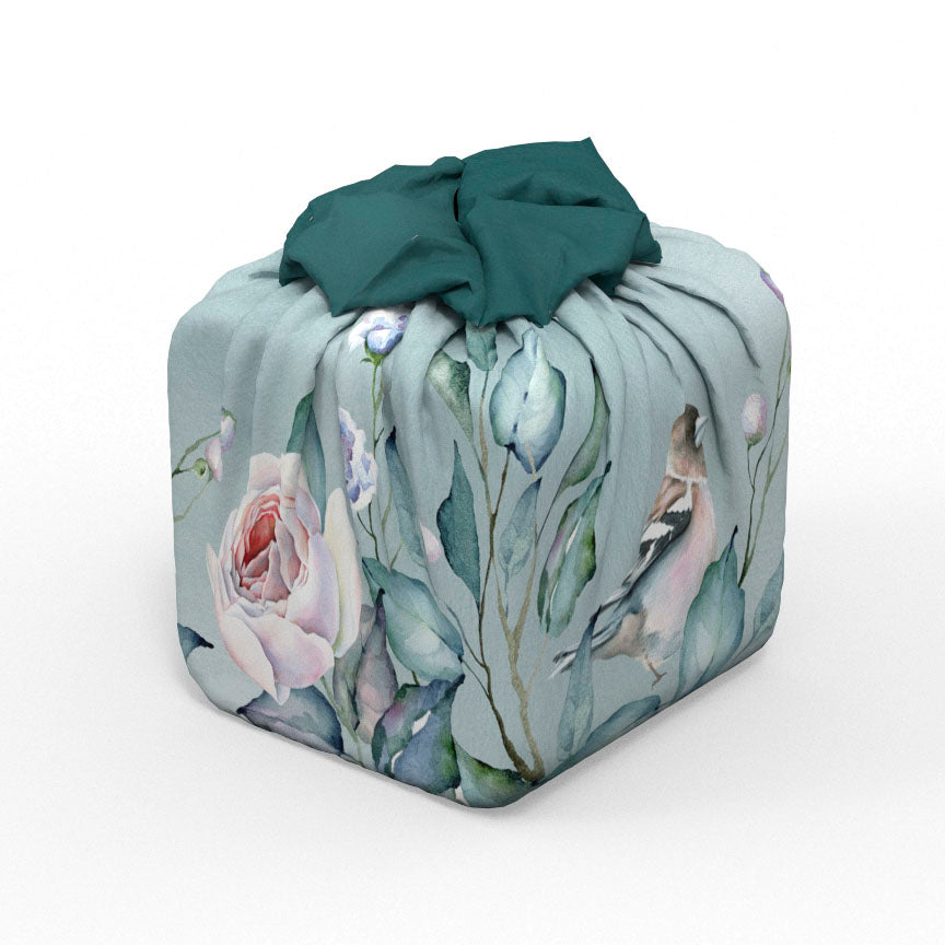 Emballage cadeau réutilisable | Fleurs et oiseaux