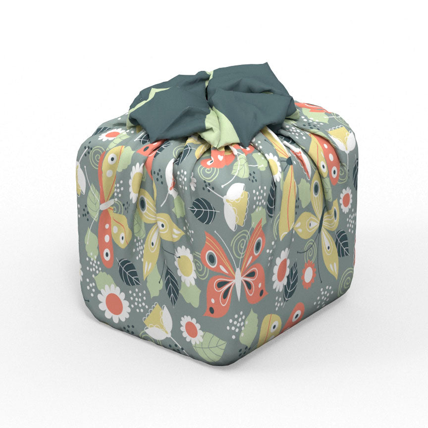 Emballage cadeau réutilisable | Fleurs et papillons