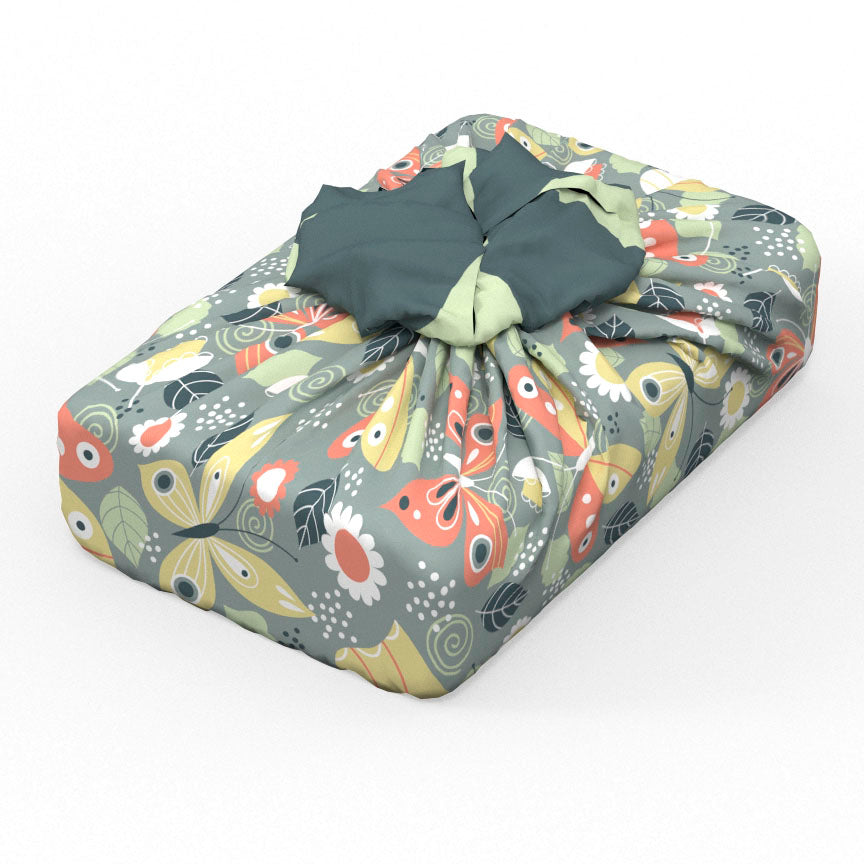 Emballage cadeau réutilisable | Fleurs et papillons