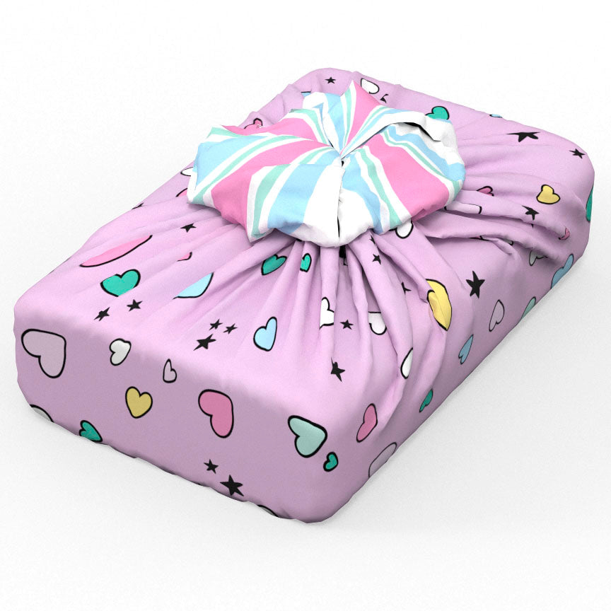 Emballage cadeau réutilisable | Petits coeurs