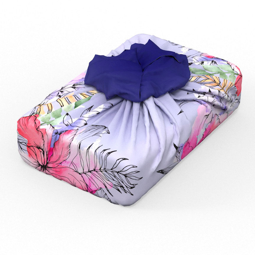 Emballage cadeau réutilisable | Fleurs roses