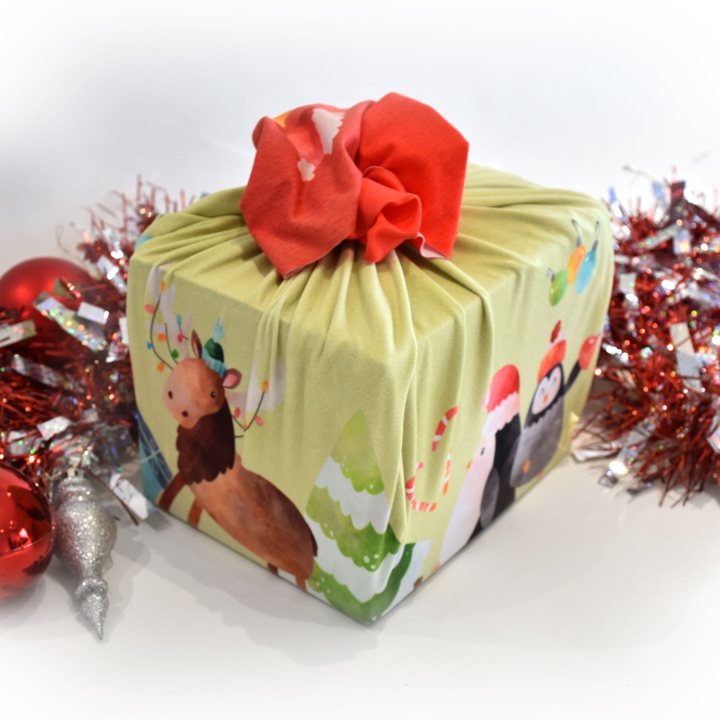 Emballage cadeau réutilisable | Animaux de Noël