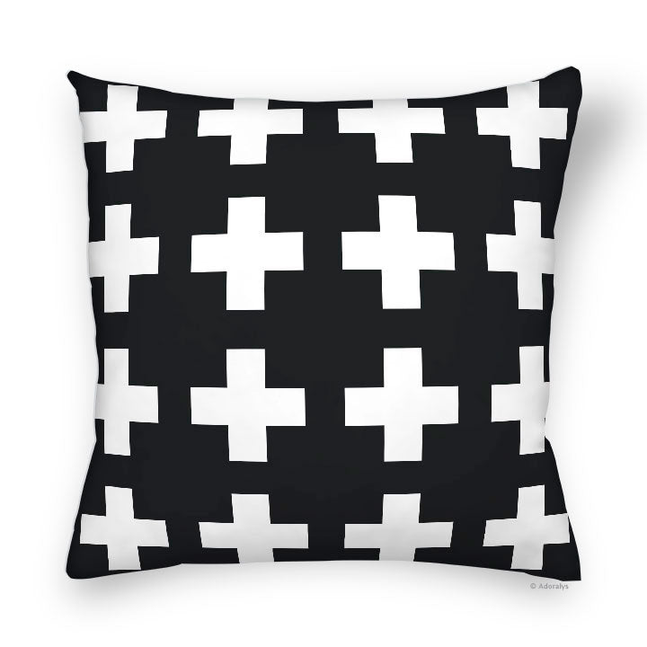Cushion cover | Small crosses - Black and white