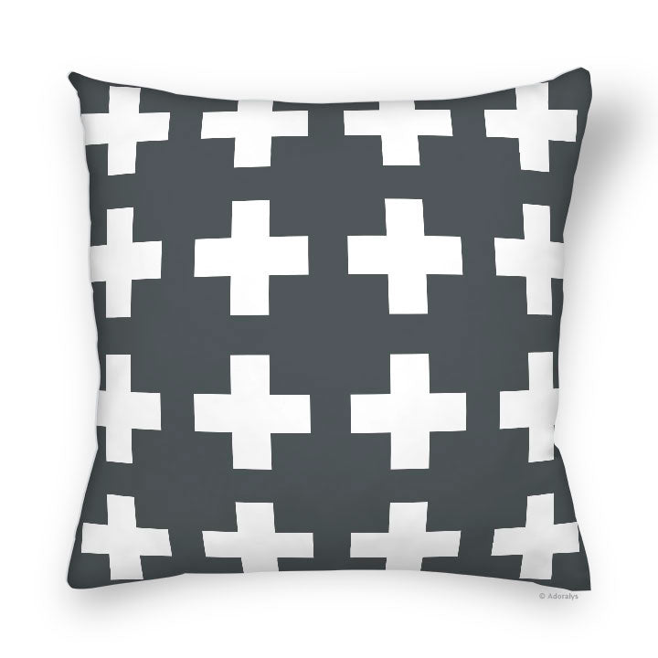 Cushion cover | Small crosses - Grey