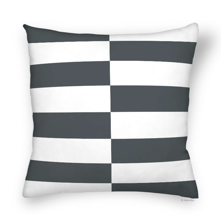 Cushion Cover | Rectangular Grid - White and Grey