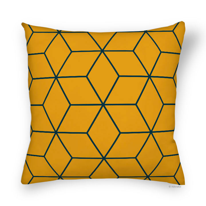 Cushion cover | Diamond line - Yellow and black