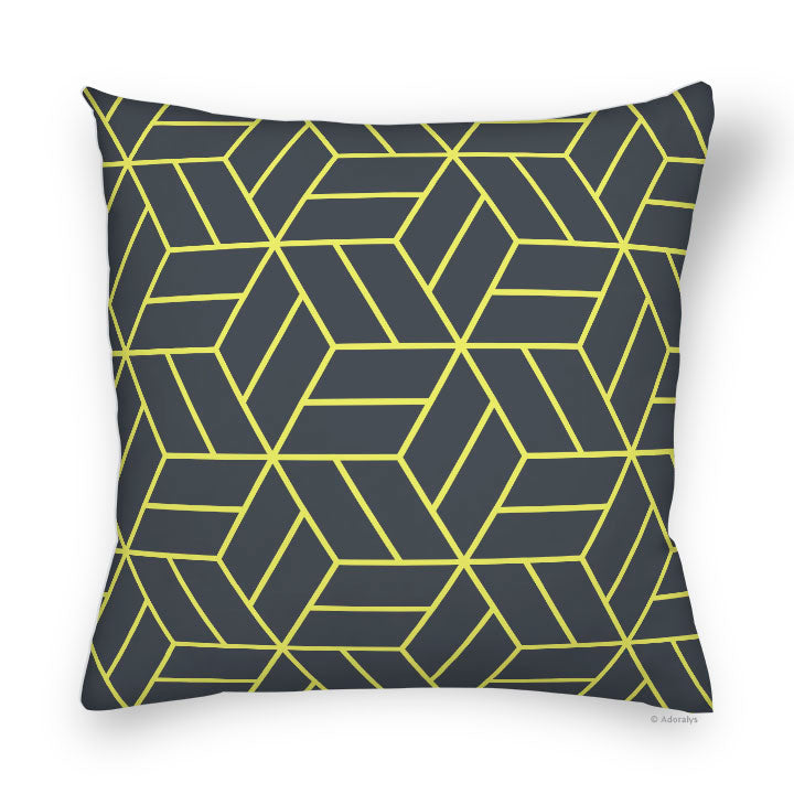 Cushion cover | Parallelogram - Black and yellow