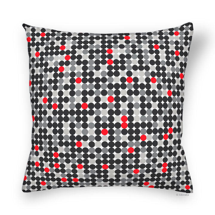 Cushion cover | Small dots - Grey and red
