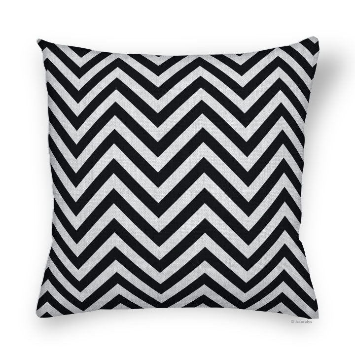 Cushion Cover | Thin Chevrons - Grey and Black