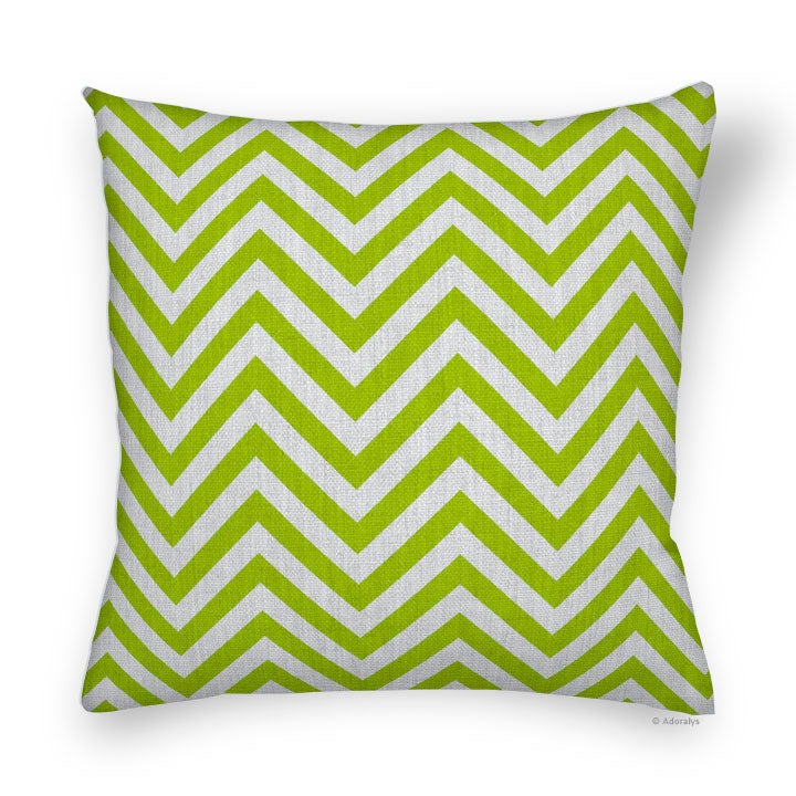 Cushion Cover | Thin Chevrons - Grey and Green