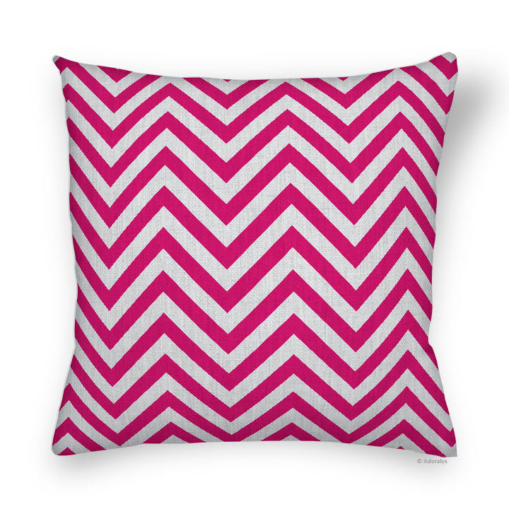 Cushion Cover | Thin Chevrons - Grey and Pink