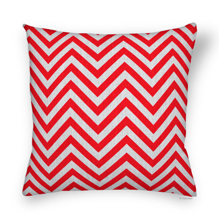 Cushion Cover | Thin Chevrons - Grey and Red