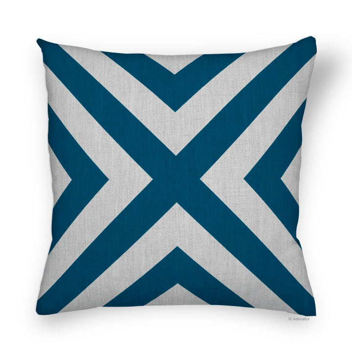 Cushion Cover | Thin Chevrons - Grey and Blue