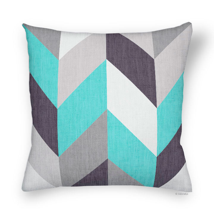 Cushion Cover | Large Arrowheads - Grey and Turquoise