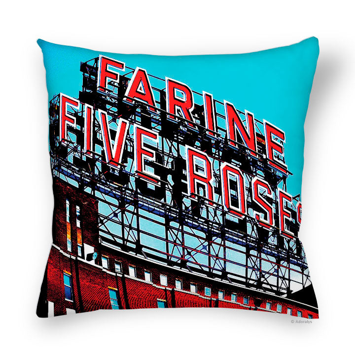 Cushion cover | Five Roses - Turquoise and red