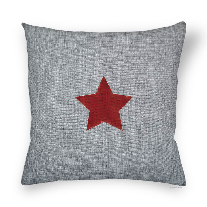 Cushion cover | Central star - Grey and red