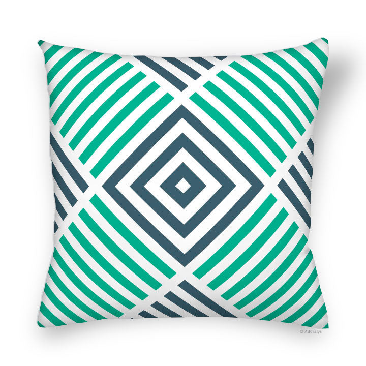Cushion Cover | Multi-Square - Turquoise and Grey