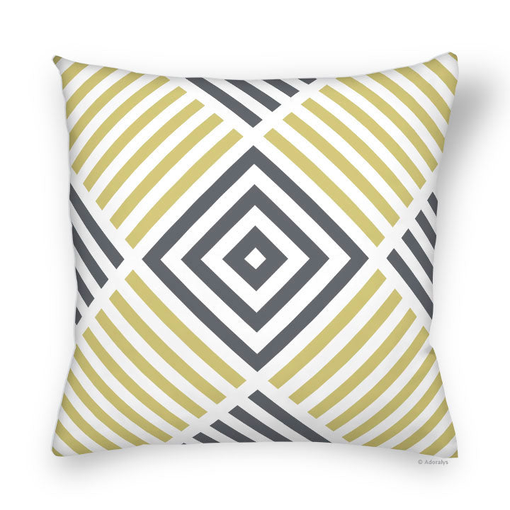 Cushion Cover | Multi-Square - Yellow and Grey