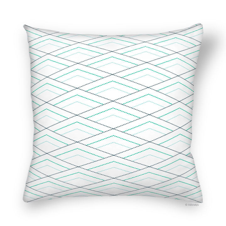 Cushion cover | Triple diamond - White and turquoise