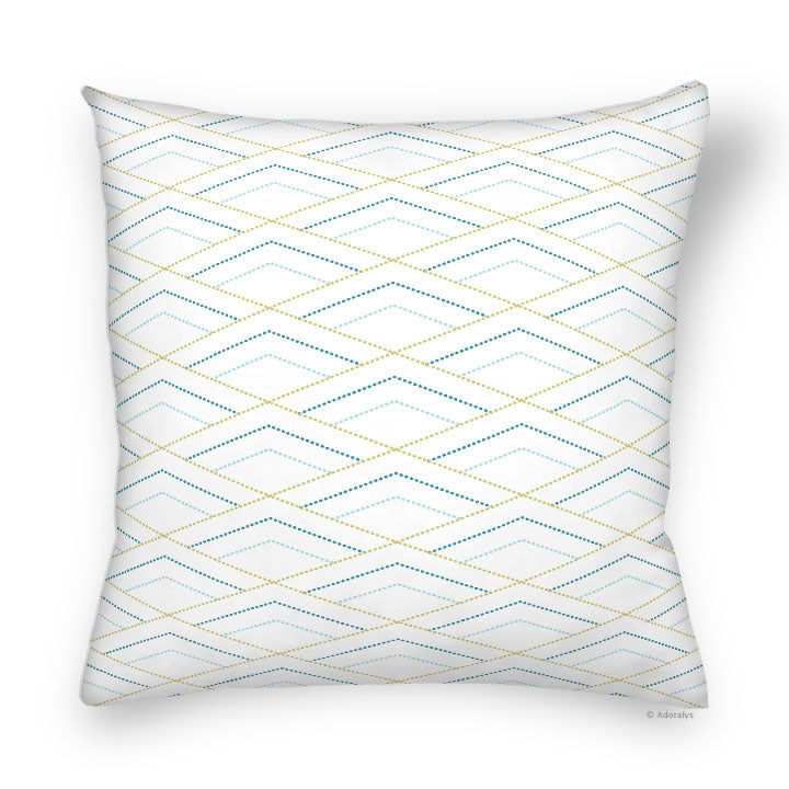 Cushion cover | Triple diamond - White and yellow