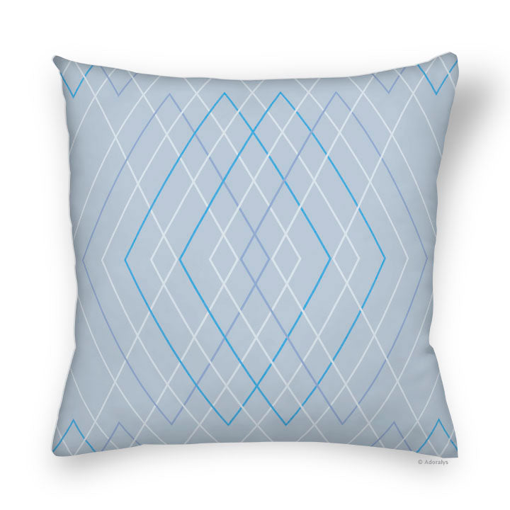 Cushion cover | Multi-diamond - Grey and blue